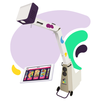 Mobiele beweegvloer met beweegvloertablet en blobs